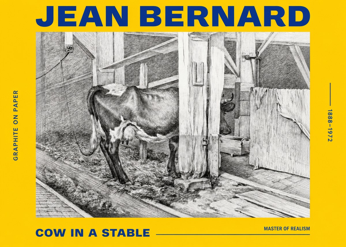 Jean Bernard Cow in a Stable No2 - Plakát
