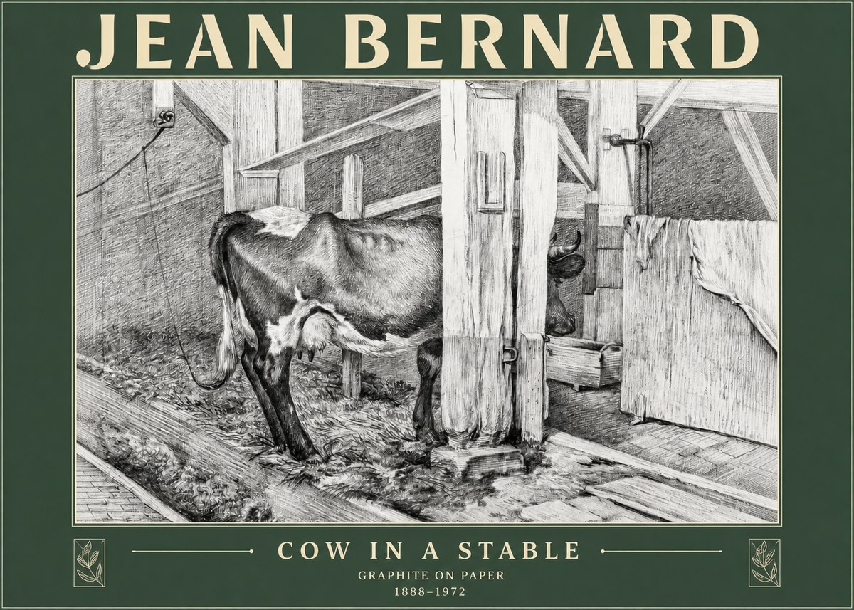 Jean Bernard Cow in a Stable No3 - Plakát