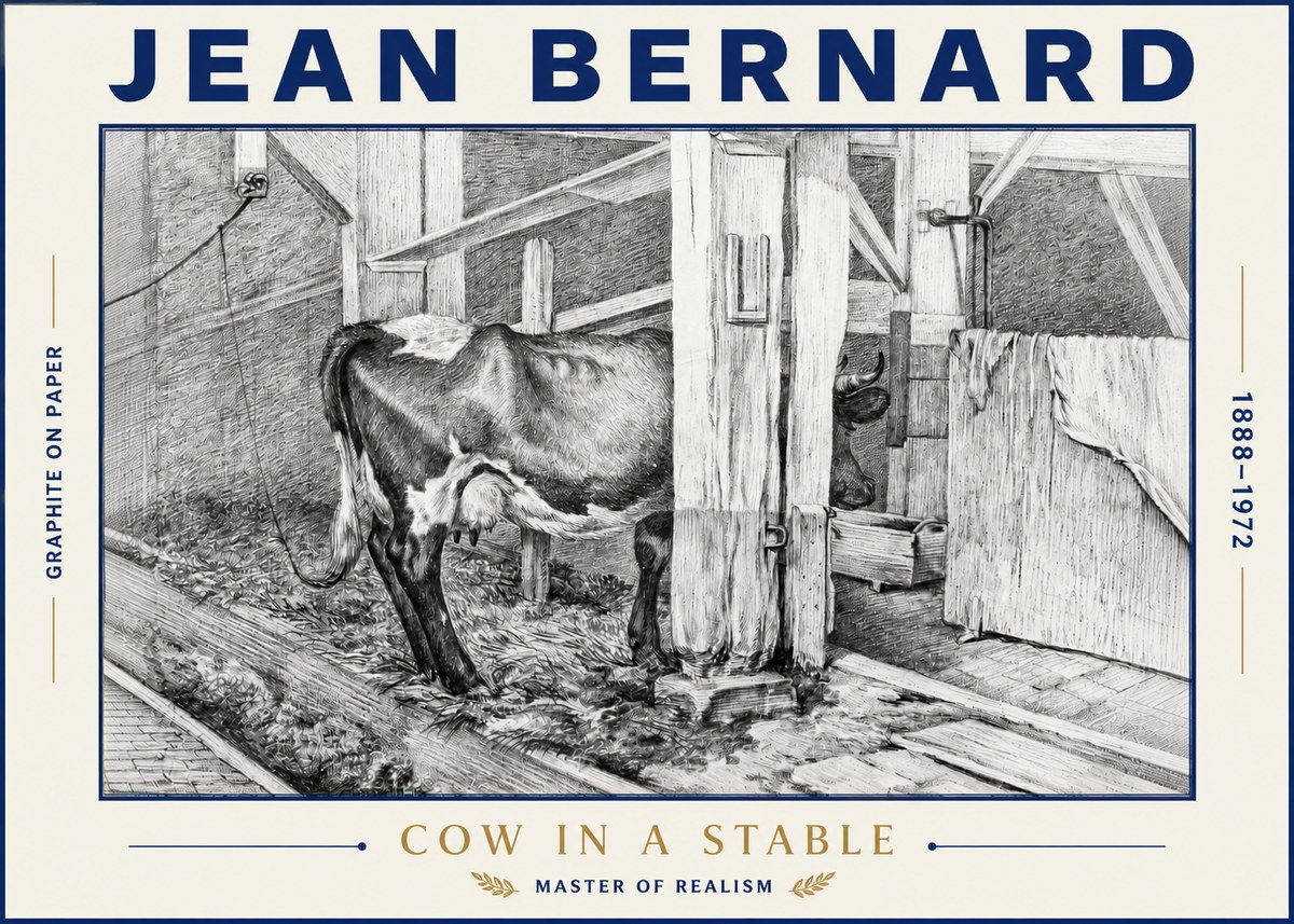 Jean Bernard Cow in a Stable No4 - Plakát