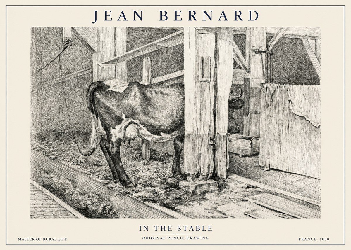 Jean Bernard Cow in a Stable No6 - Plakát