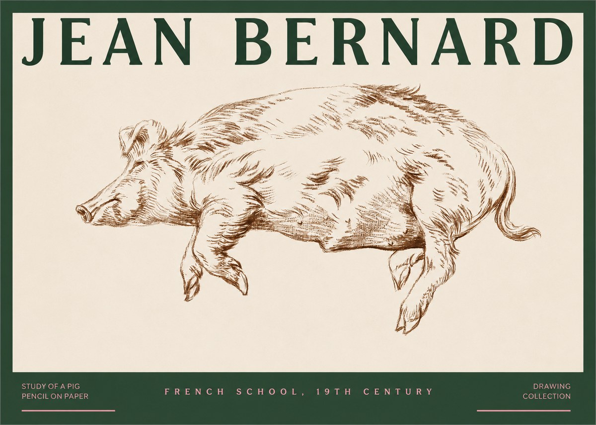 Jean Bernard Study of a Pig II No2 - Plakát