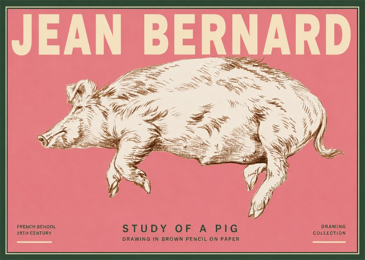Jean Bernard Study of a Pig II No3 - Plakát
