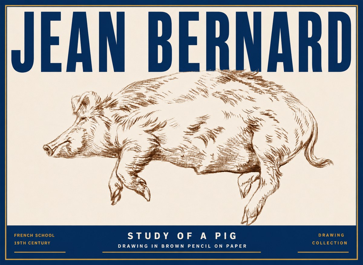 Jean Bernard Study of a Pig II No5 - Plakát