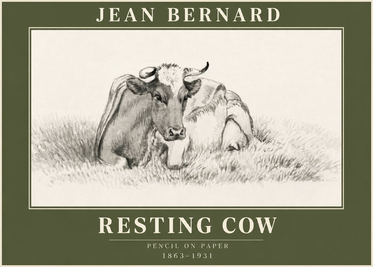 Jean Bernard Resting Cow IV No3 - Plakát