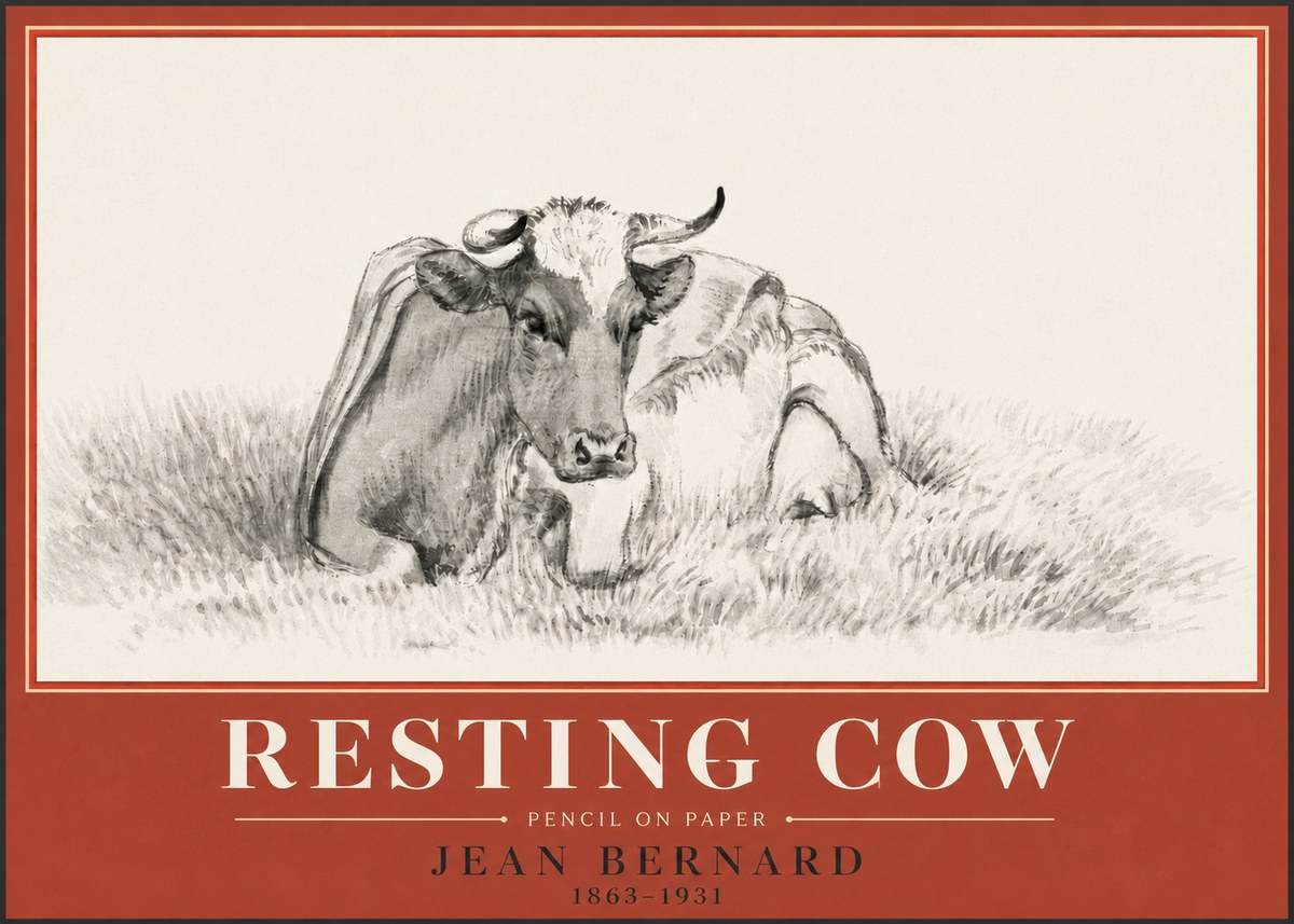 Jean Bernard Resting Cow IV No4 - Plakát