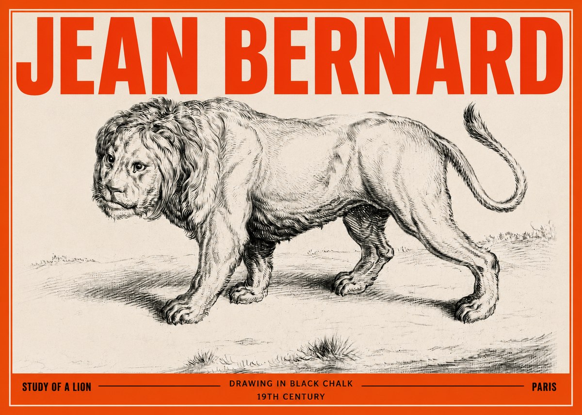 Jean Bernard Study of a Lion II No3 - Plakát