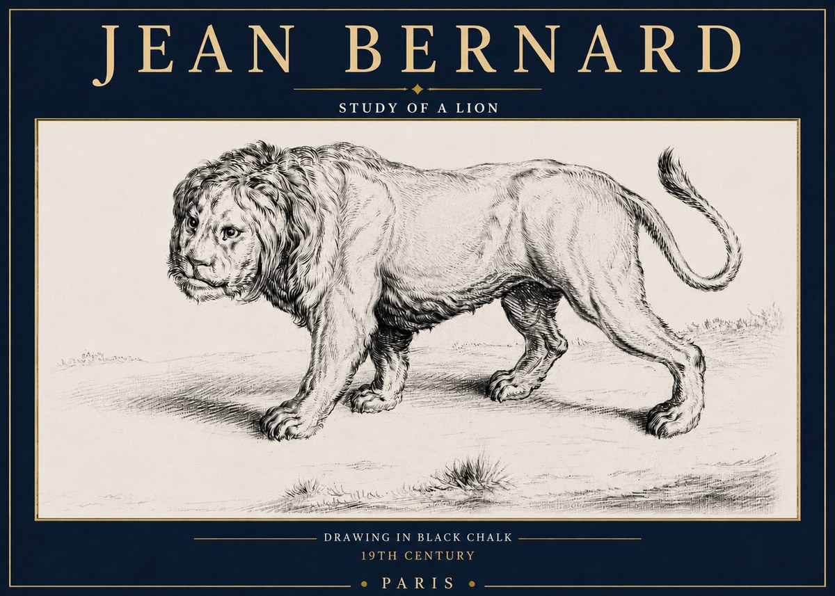 Jean Bernard Study of a Lion II No4 - Plakát
