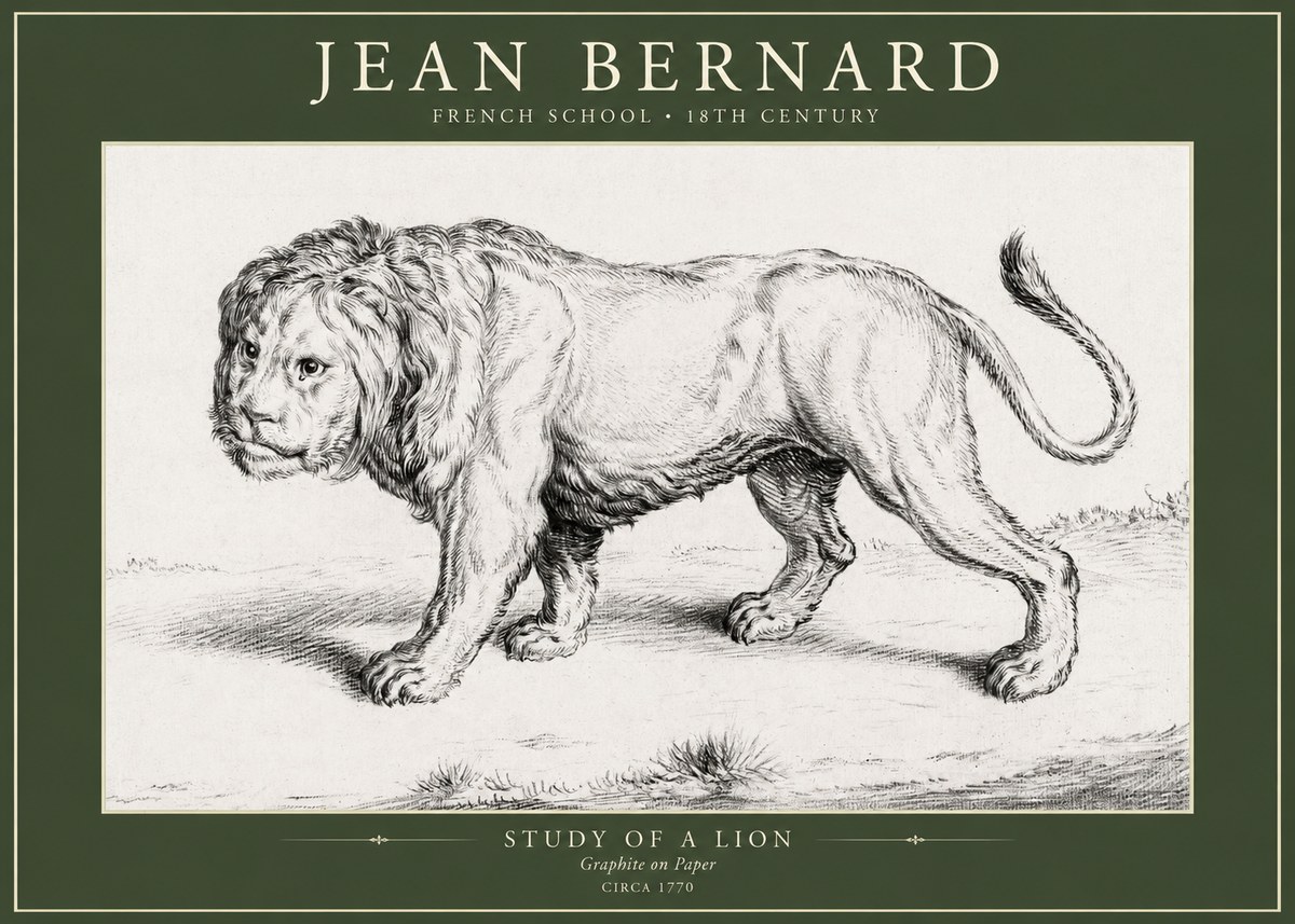 Jean Bernard Study of a Lion II No5 - Plakát