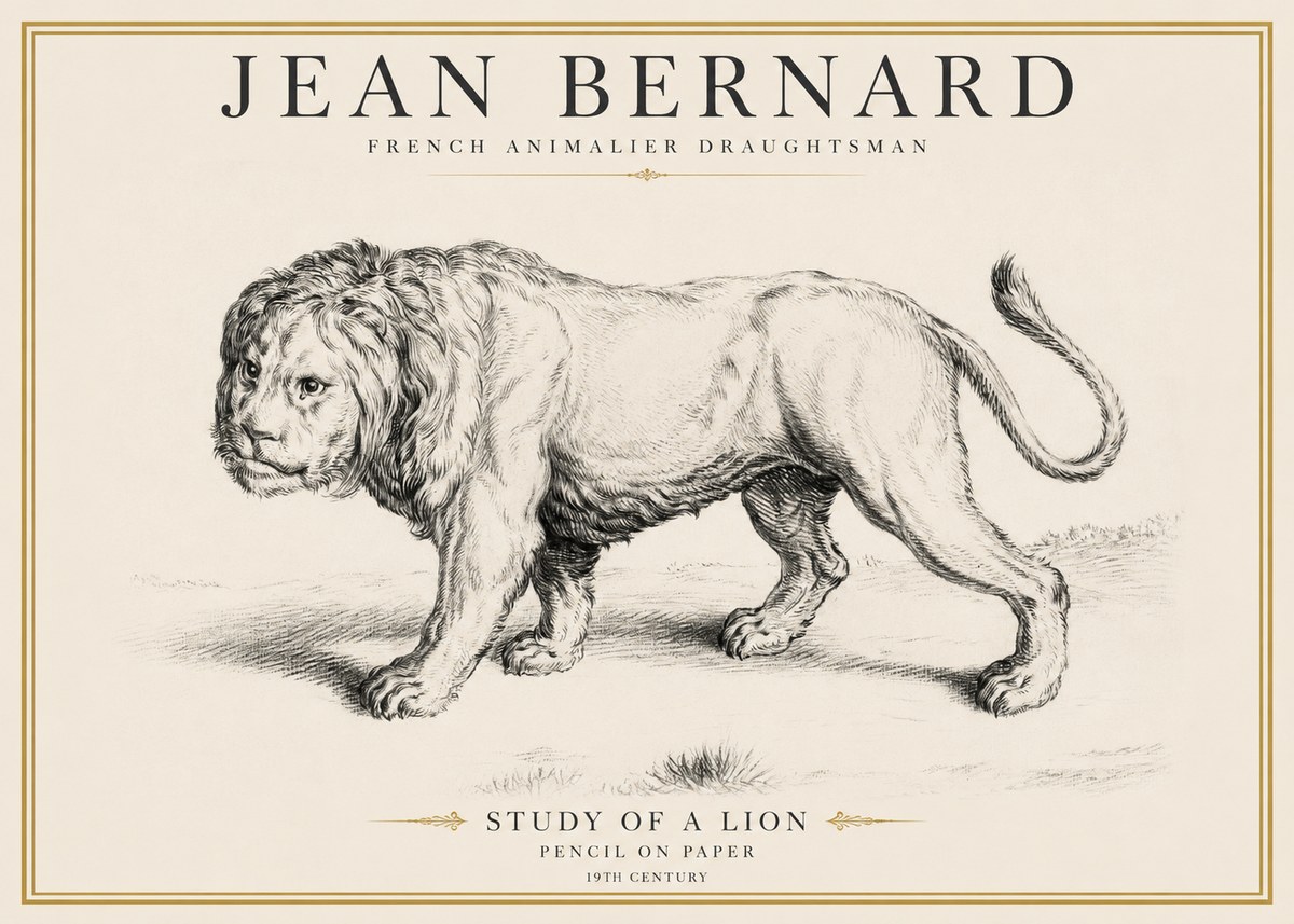 Jean Bernard Study of a Lion II No6 - Plakát