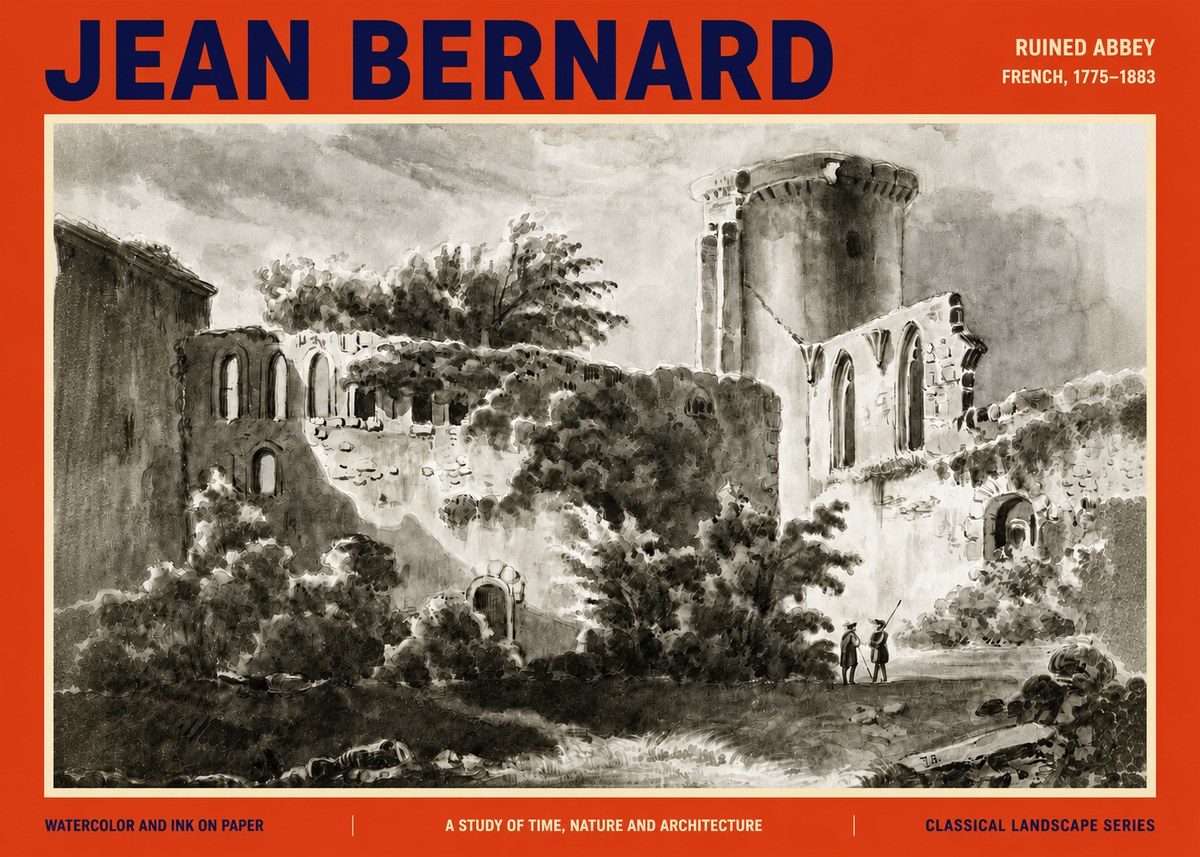 Jean Bernard Ruins of an Old Abbey No4 - Plakát