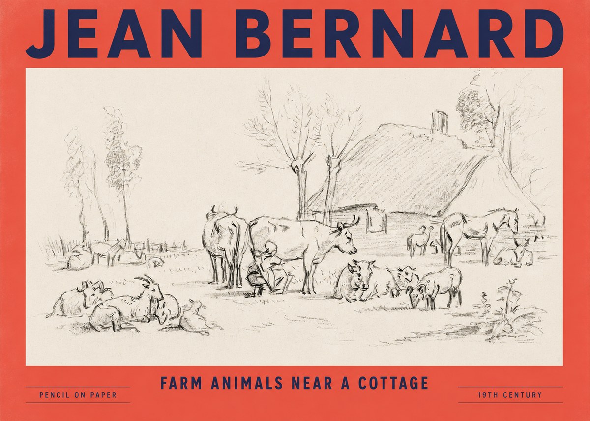 Jean Bernard Farmyard Scene No5 - Plakát