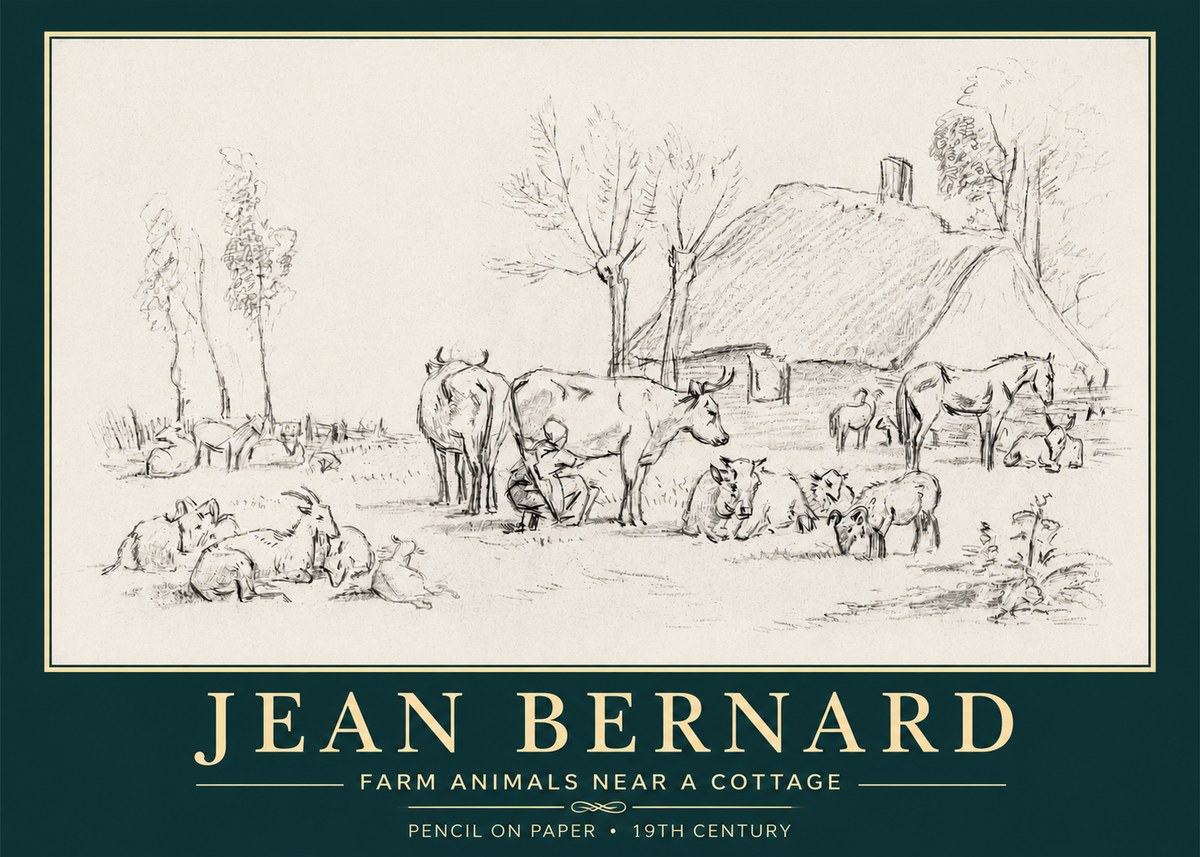 Jean Bernard Farmyard Scene No6 - Plakát
