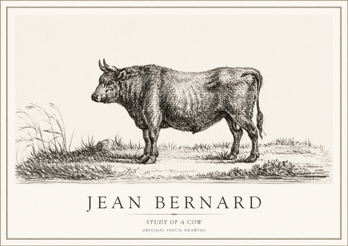 Jean Bernard Study of a Cow XIII No1 - Plakát