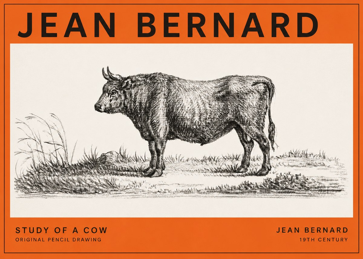 Jean Bernard Study of a Cow XIII No2 - Plakát