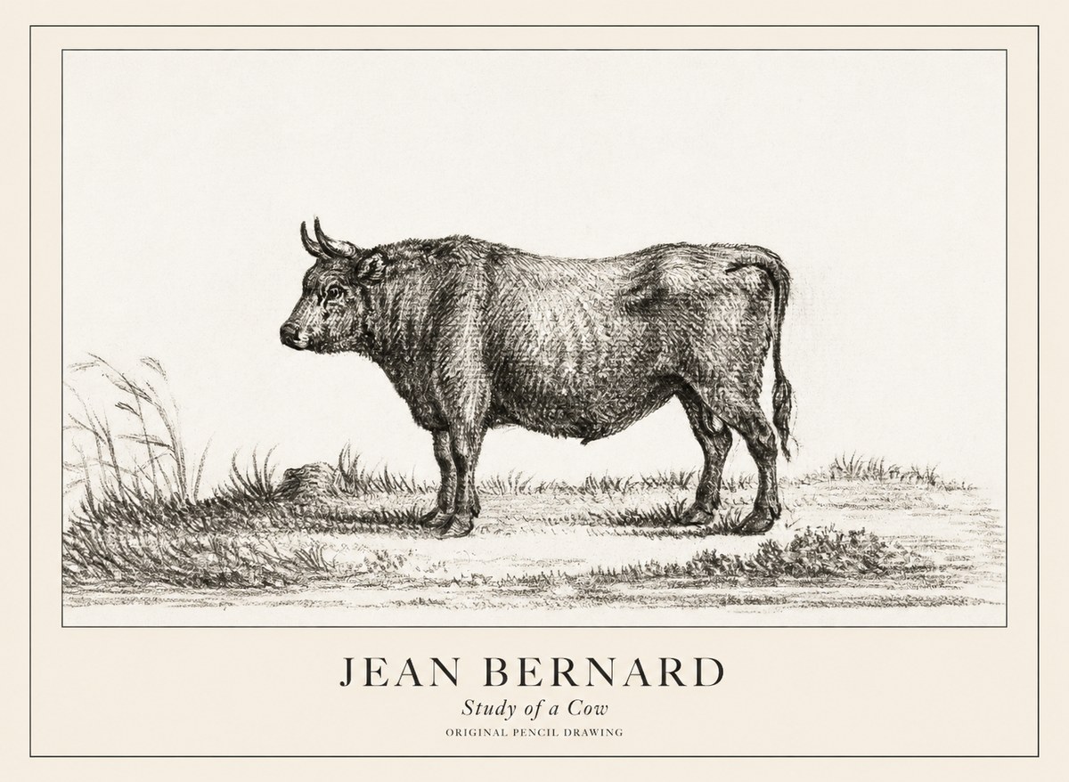 Jean Bernard Study of a Cow XIII No3 - Plakát