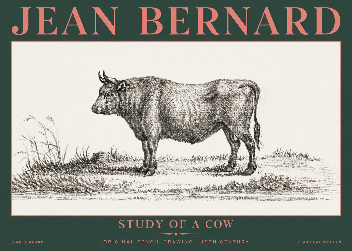 Jean Bernard Study of a Cow XIII No5 - Plakát