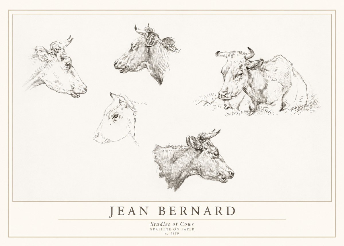 Jean Bernard Studies of Cows I No1 - Plakát