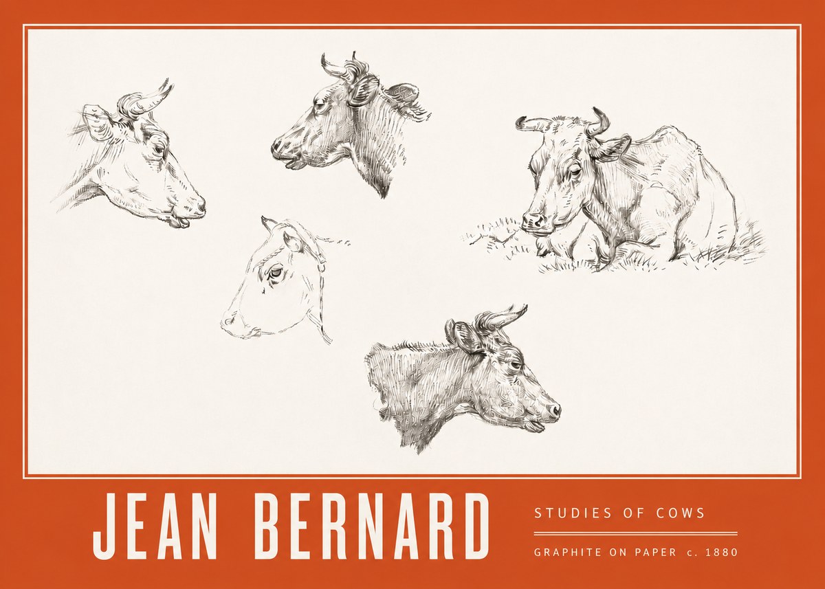 Jean Bernard Studies of Cows I No3 - Plakát