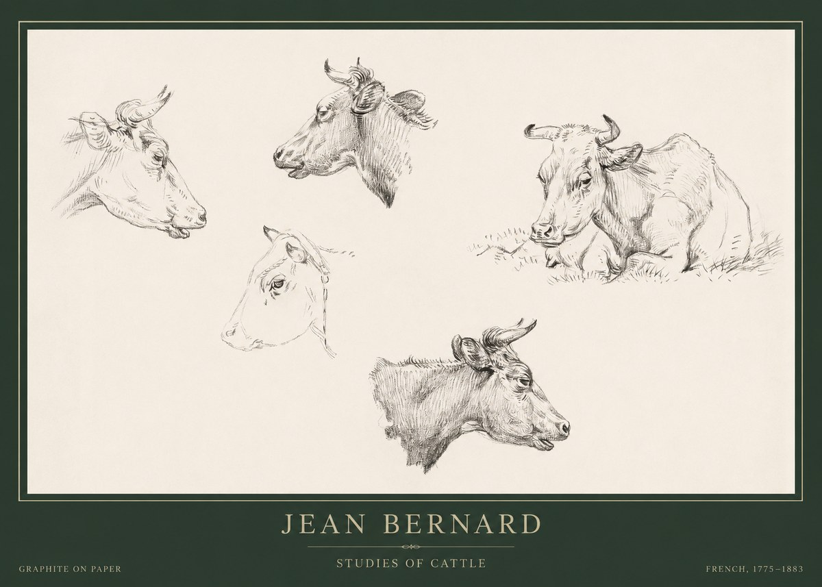 Jean Bernard Studies of Cows I No5 - Plakát