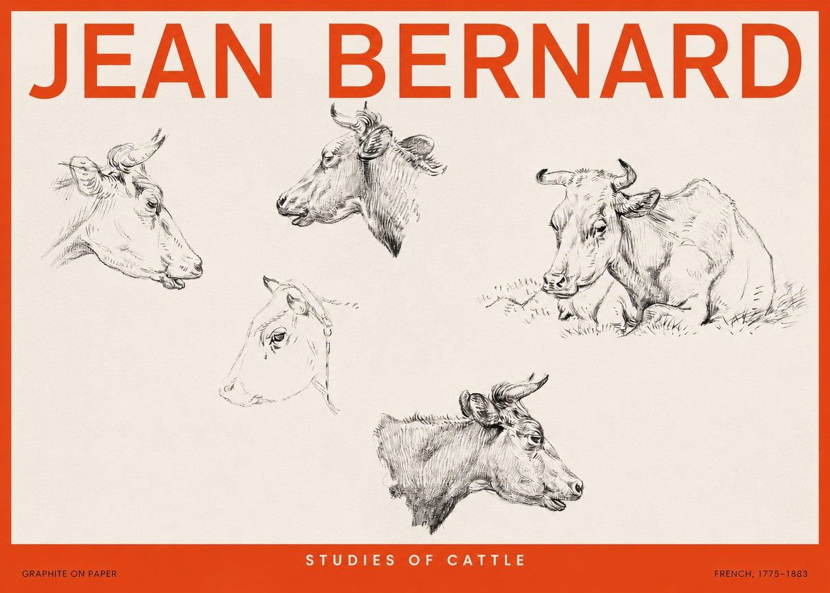 Jean Bernard Studies of Cows I No6 - Plakát