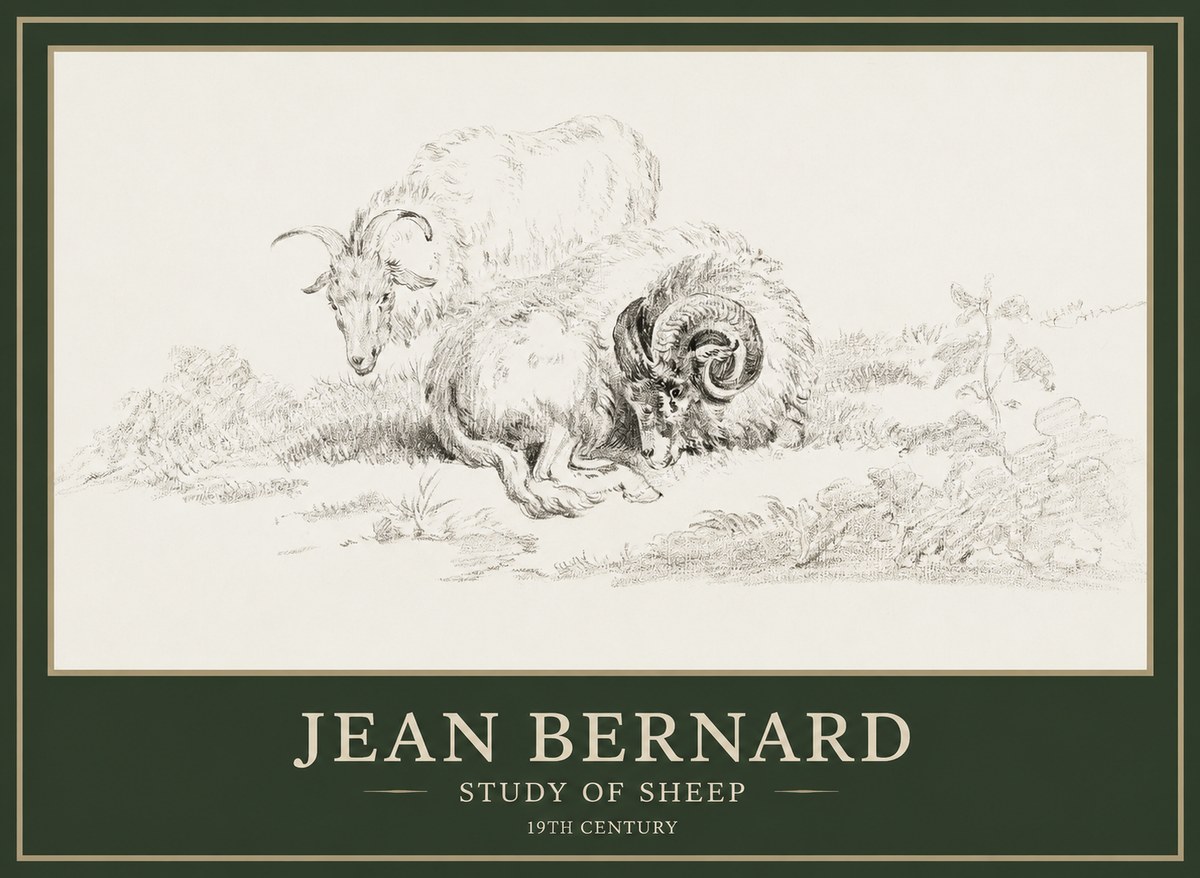 Jean Bernard Study of Sheep No1 - Plakát