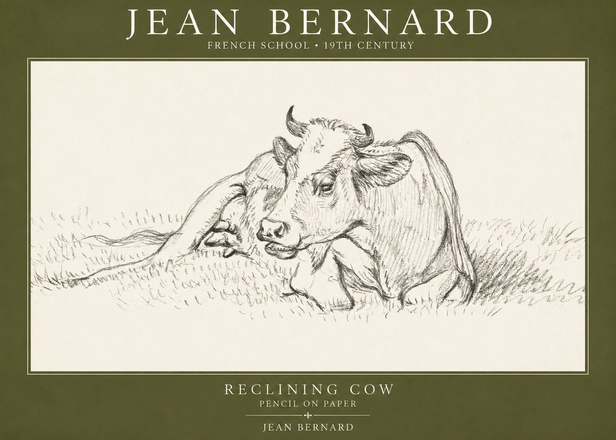Jean Bernard Reclining Cow III No1 - Plakát