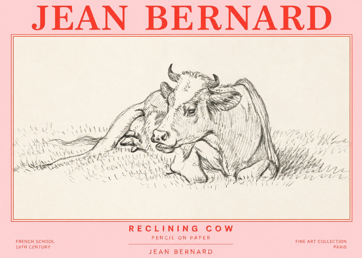 Jean Bernard Reclining Cow III No2 - Plakát