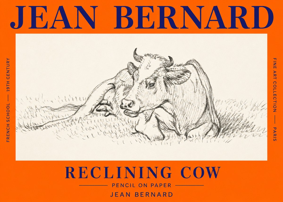 Jean Bernard Reclining Cow III No3 - Plakát