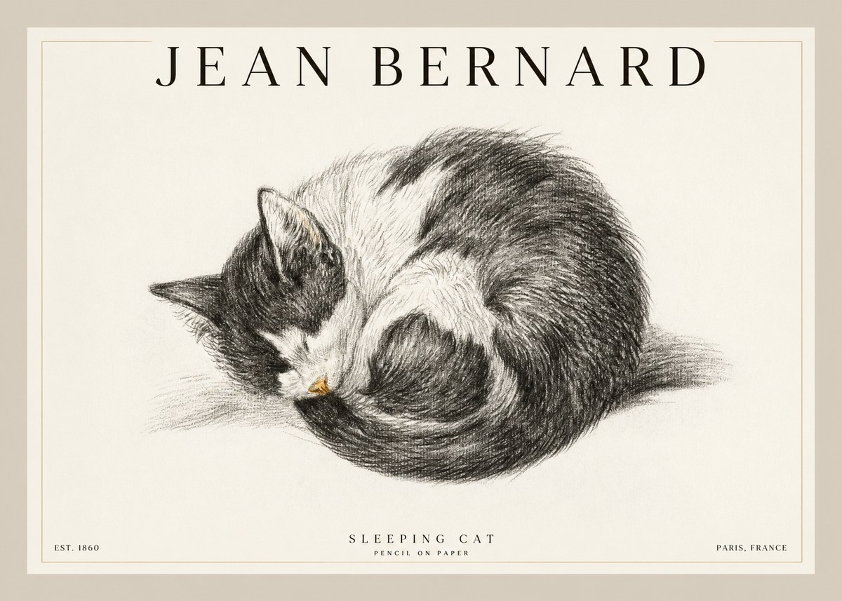 Jean Bernard Sleeping Cat VIII No2 - Plakát