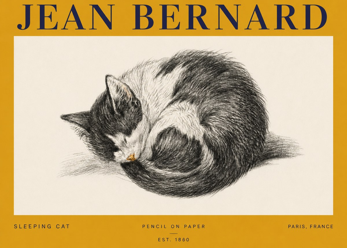 Jean Bernard Sleeping Cat VIII No3 - Plakát