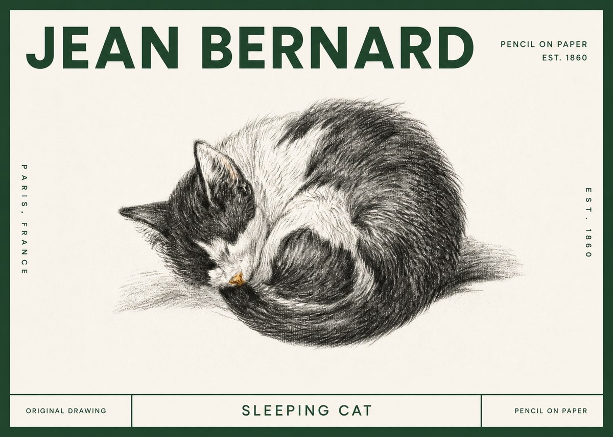 Jean Bernard Sleeping Cat VIII No4 - Plakát