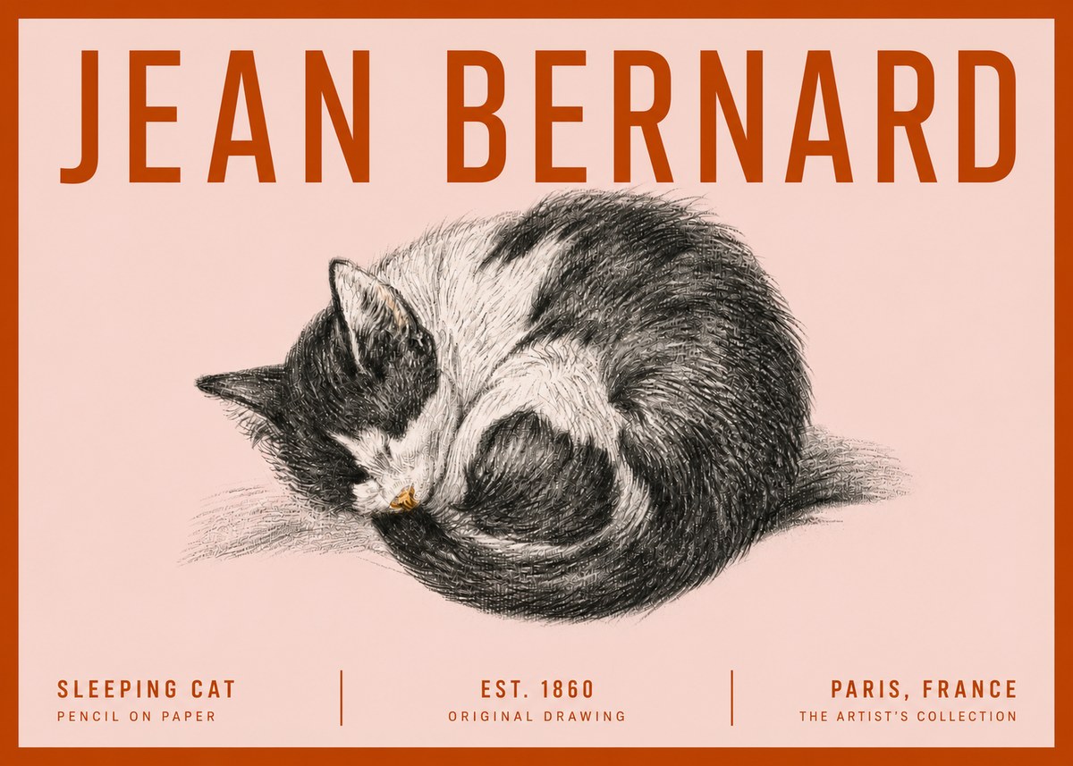 Jean Bernard Sleeping Cat VIII No5 - Plakát