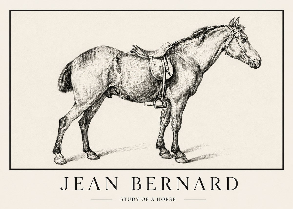 Jean Bernard Study of a Horse X No1 - Plakát