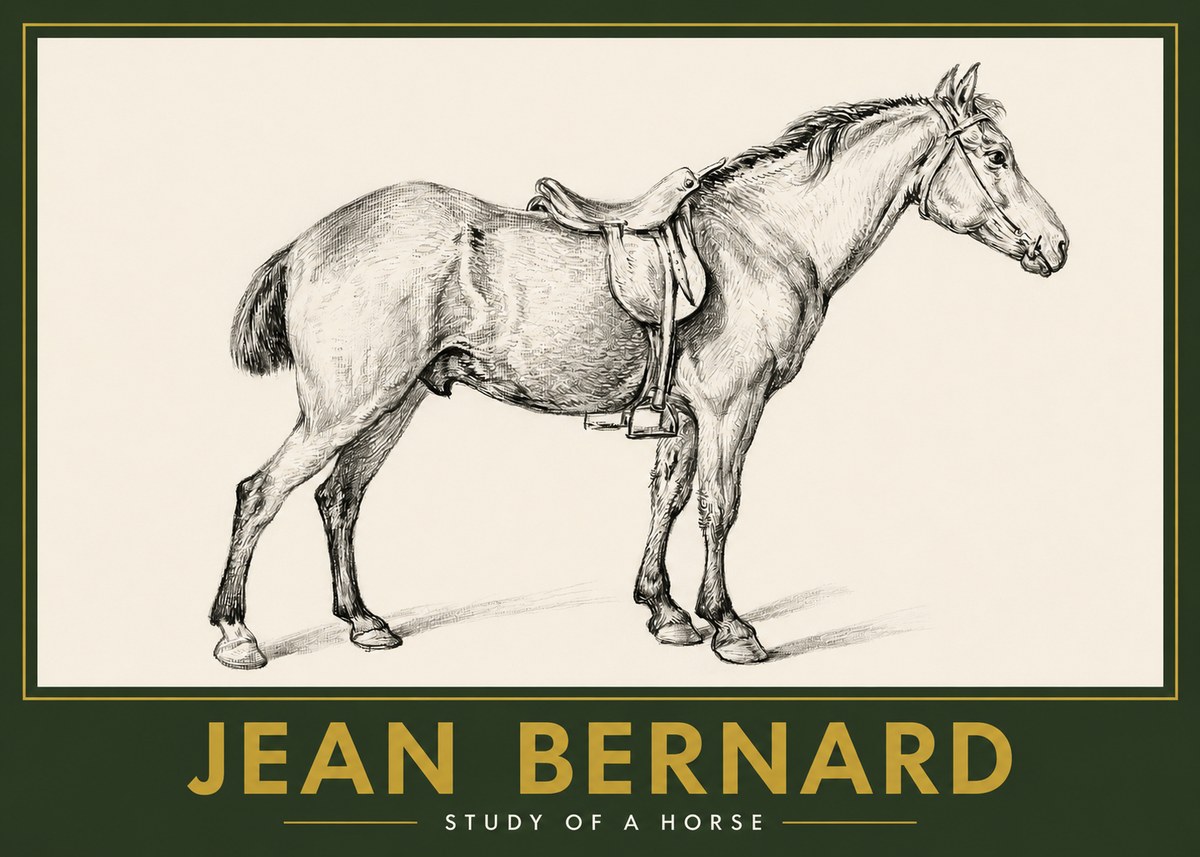 Jean Bernard Study of a Horse X No2 - Plakát