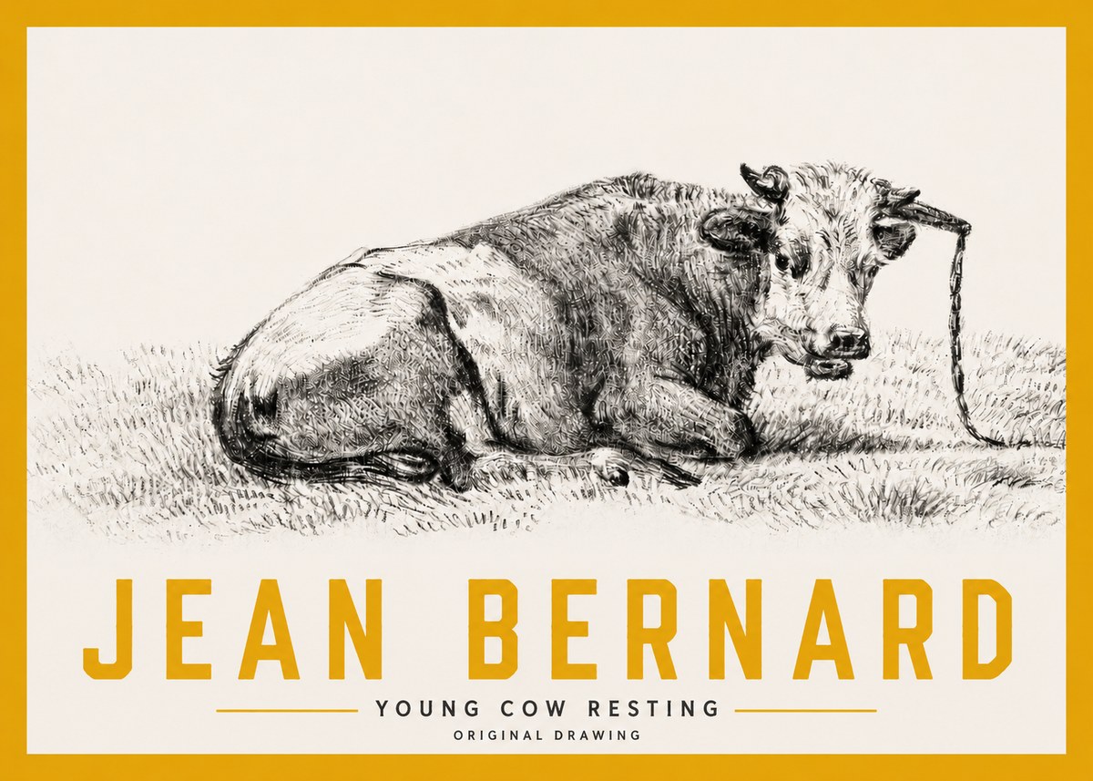 Jean Bernard Young Cow Resting No3 - Plakát