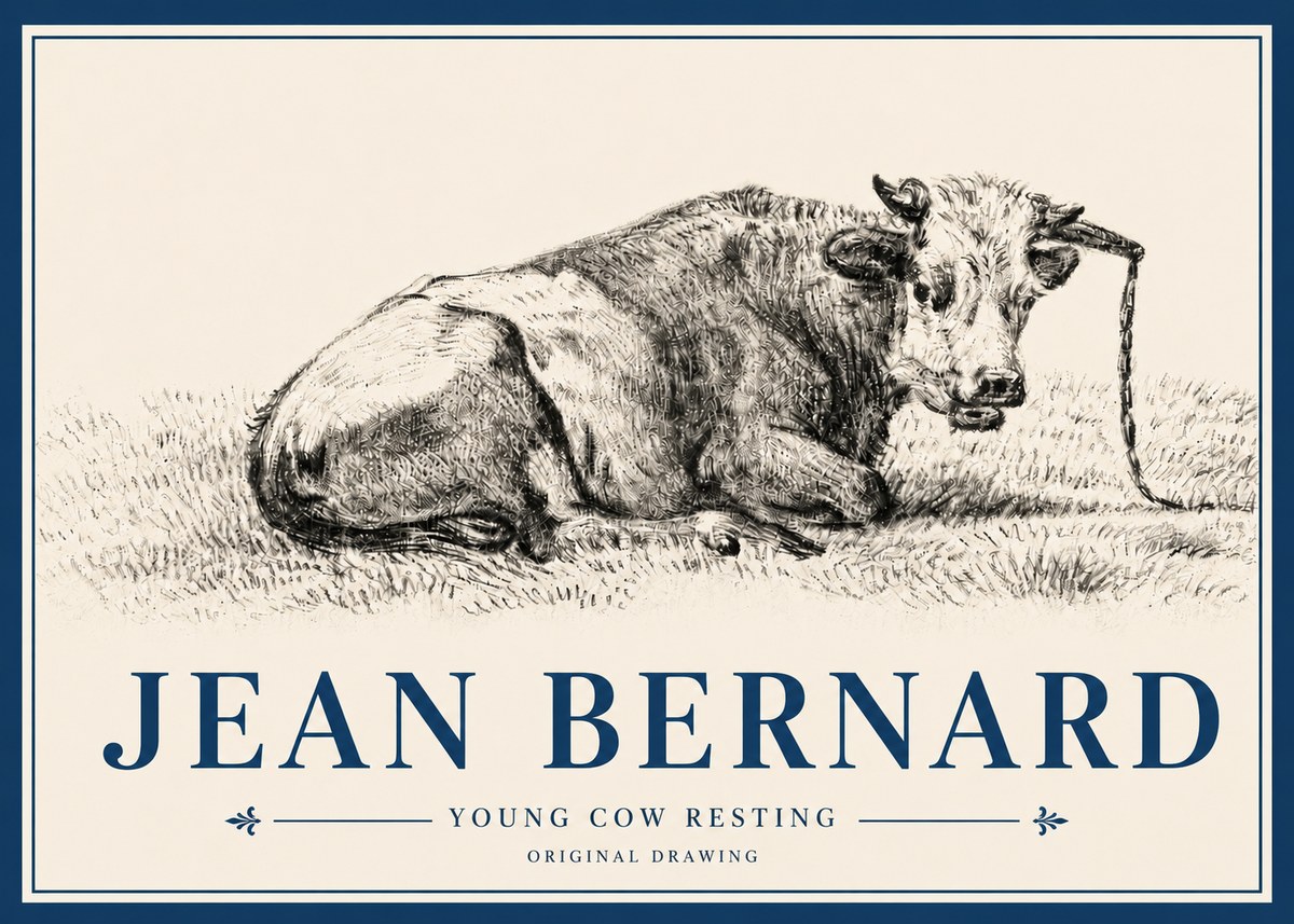 Jean Bernard Young Cow Resting No4 - Plakát