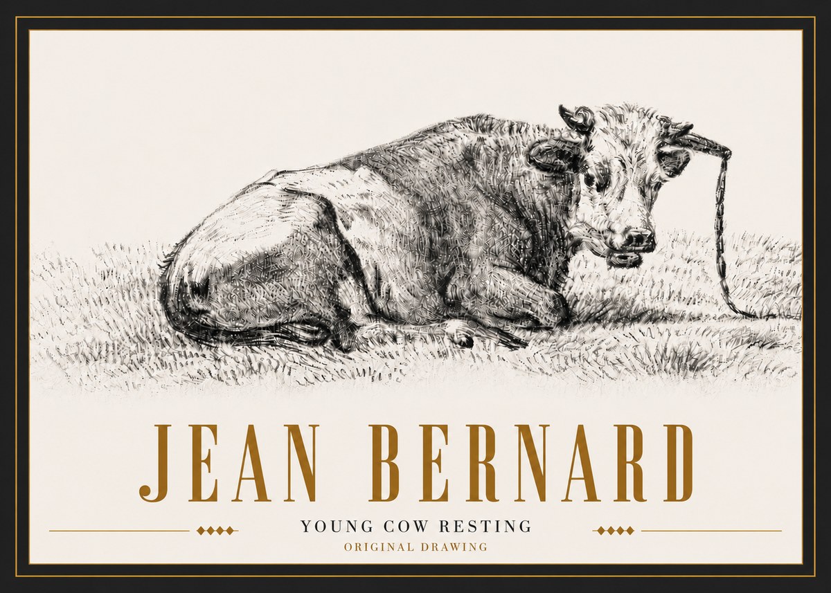 Jean Bernard Young Cow Resting No5 - Plakát