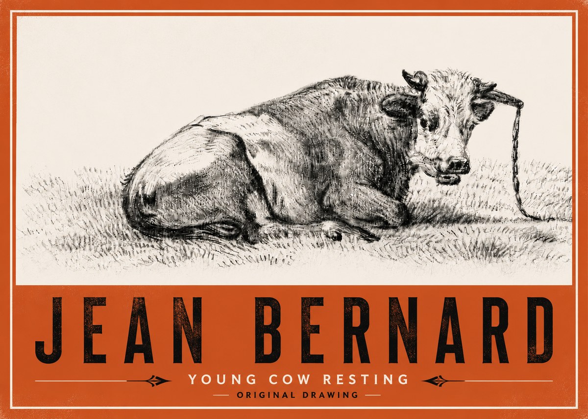 Jean Bernard Young Cow Resting No6 - Plakát
