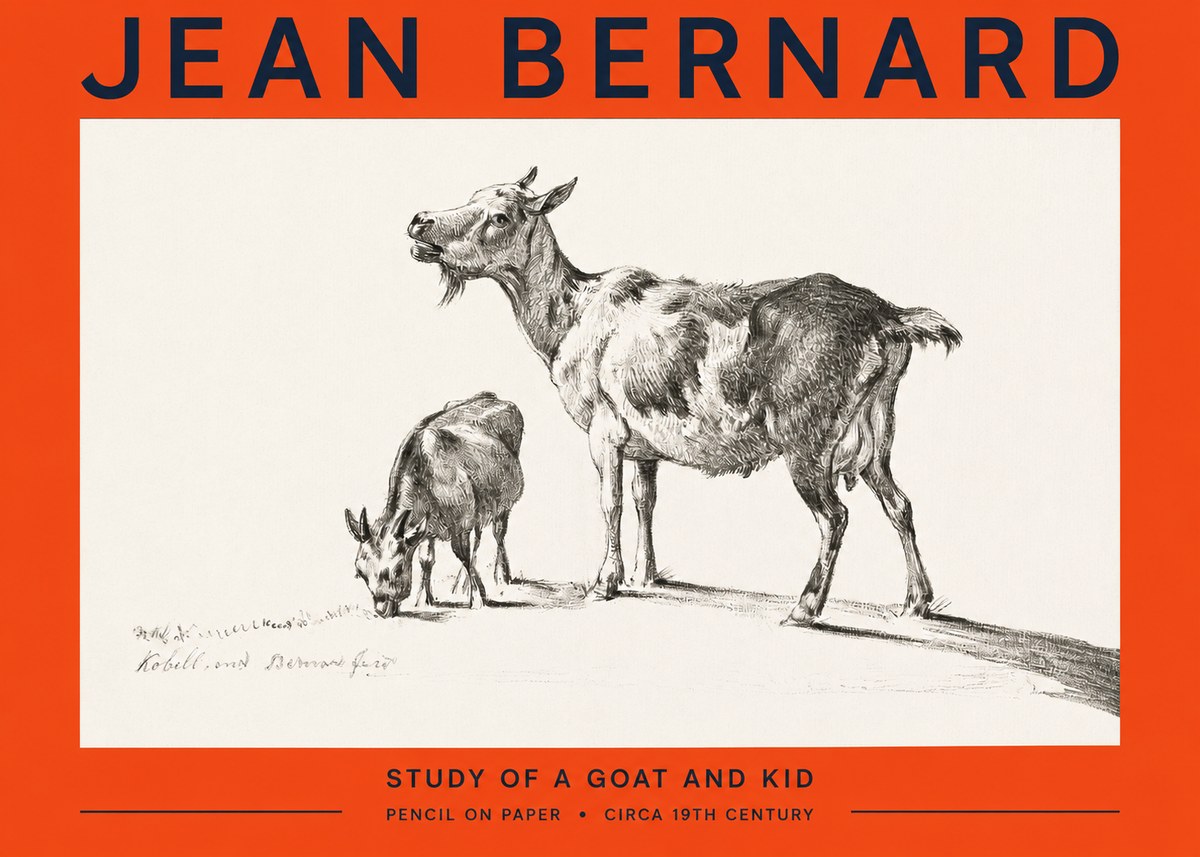 Jean Bernard Study of a Goat and Kid No2 - Plakát