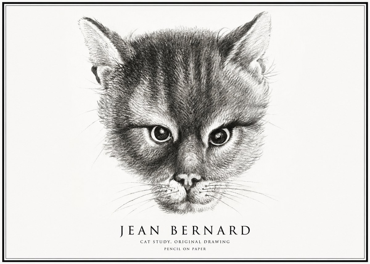 Jean Bernard Cat Study. Original Drawing No1 - Plakát