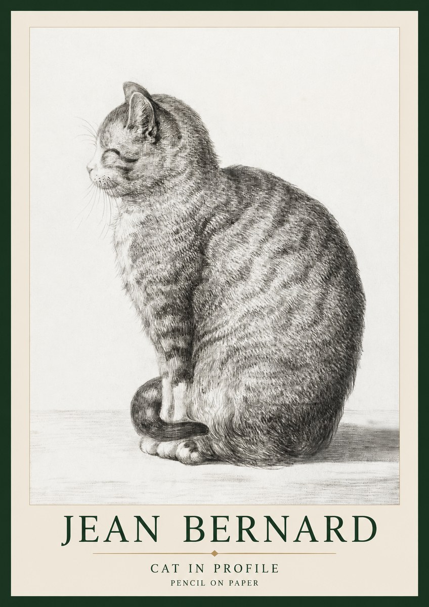 Jean Bernard Cat in Profile No1 - Plakát