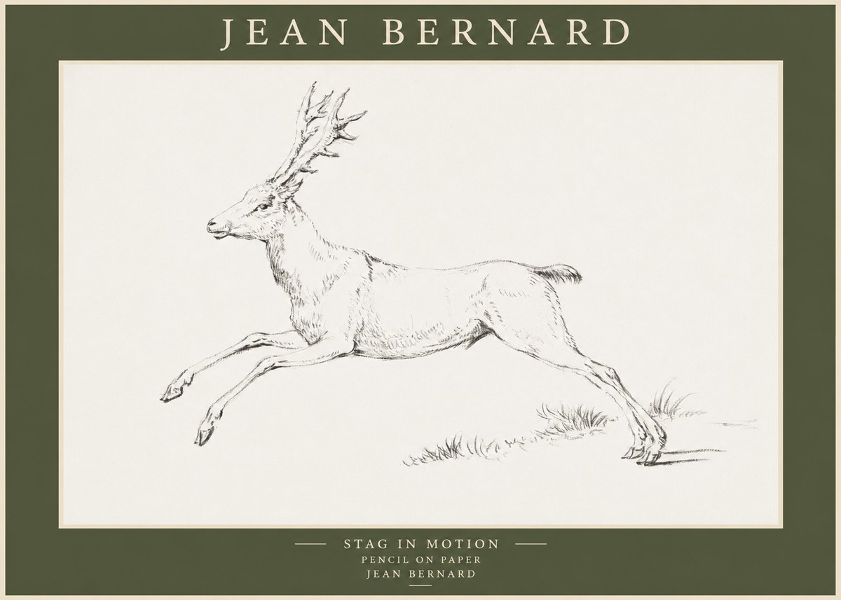 Jean Bernard Stag in Motion No1 - Plakát