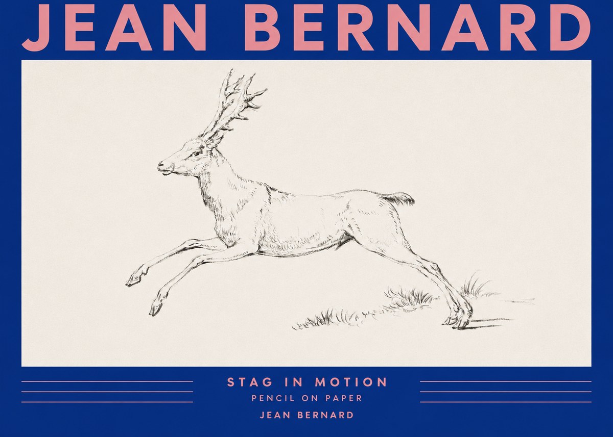 Jean Bernard Stag in Motion No3 - Plakát