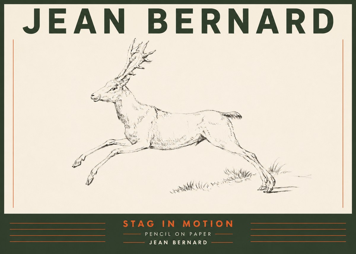 Jean Bernard Stag in Motion No4 - Plakát