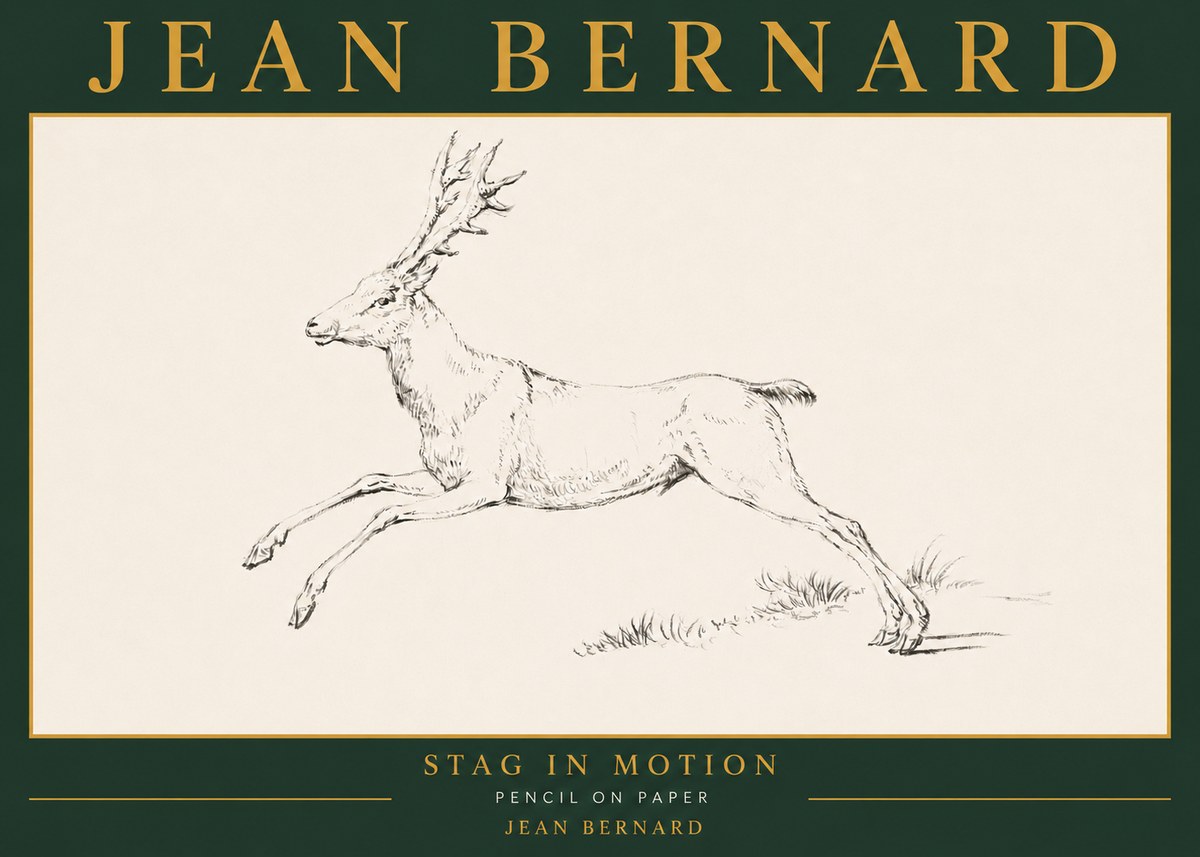 Jean Bernard Stag in Motion No5 - Plakát