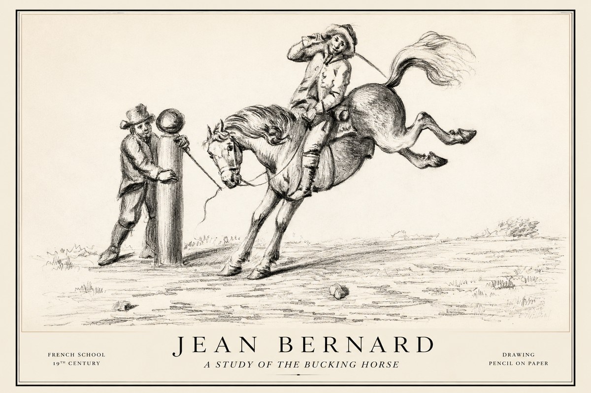 Jean Bernard A Study of the Bucking Horse No1 - Plakát