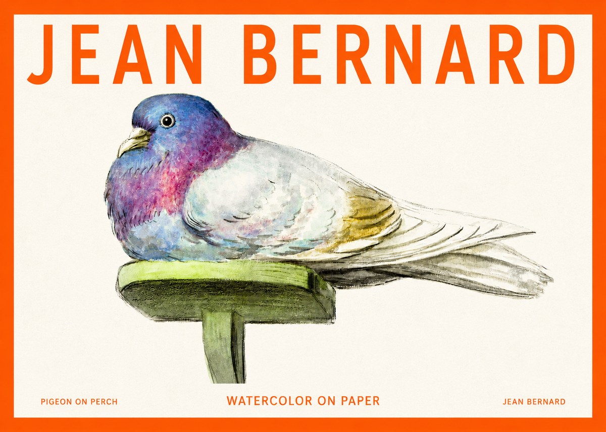 Jean Bernard Pigeon on Perch No2 - Plakát