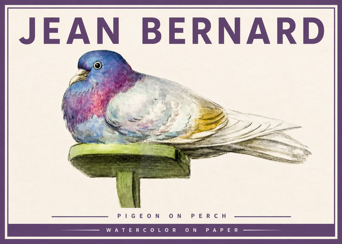 Jean Bernard Pigeon on Perch No4 - Plakát