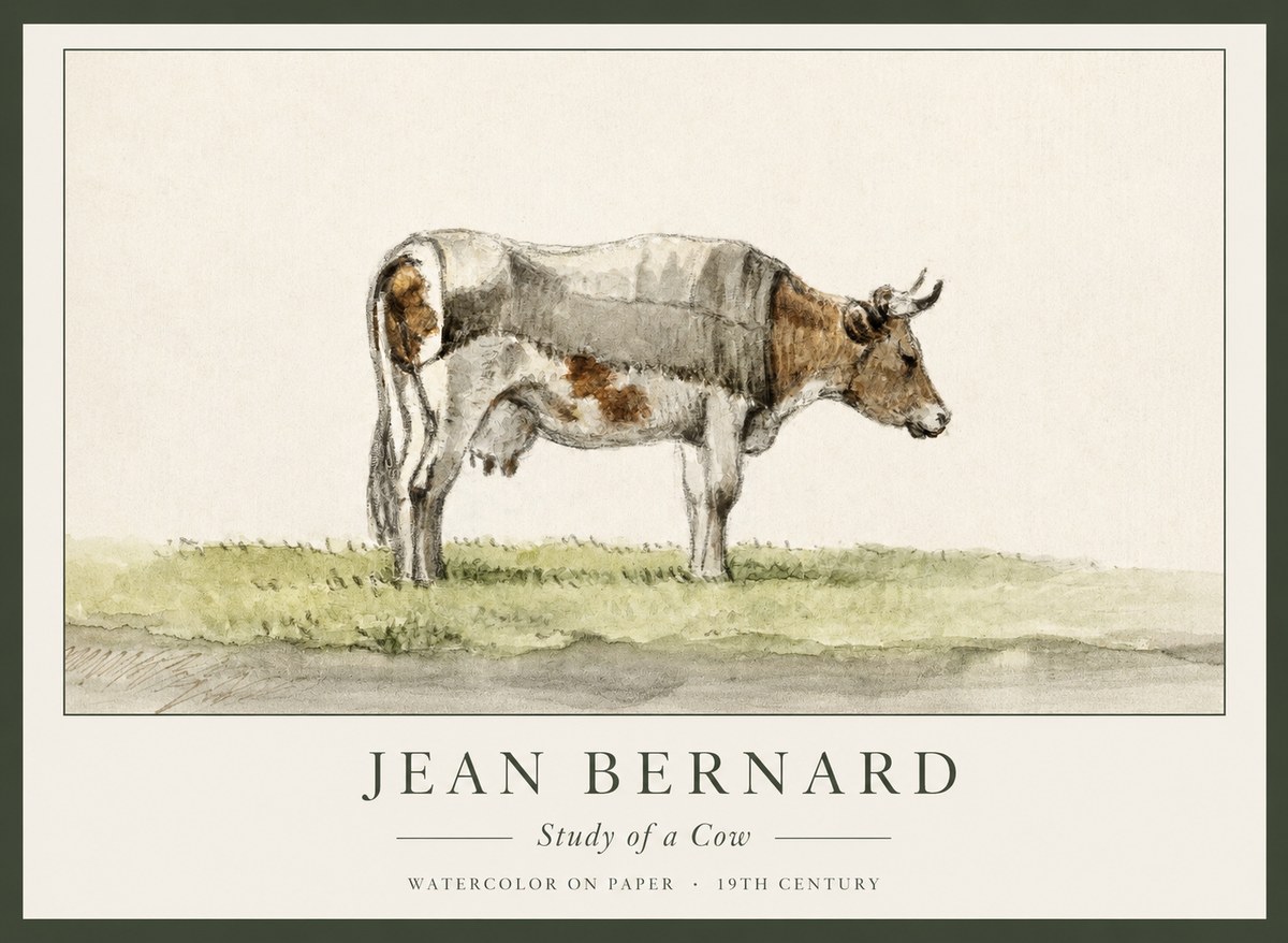 Jean Bernard Study of a Cow XIV No1 - Plakát