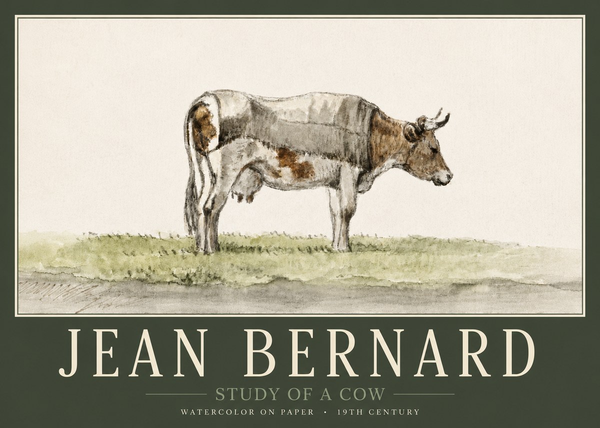 Jean Bernard Study of a Cow XIV No3 - Plakát